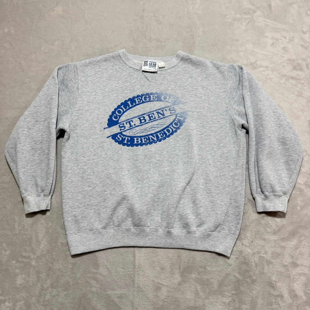 VTG Gear For Sports College of St Benedict Sweatshirt Mens XL Gray Heavyweight